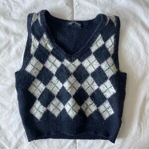 Brandy Melville Checkered Vest Navy